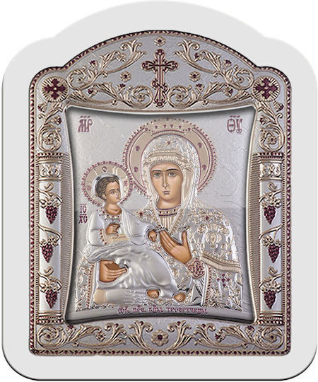 Slevori Heiligenikone Panagia Tricherousa Metall 10,3x12,9cm