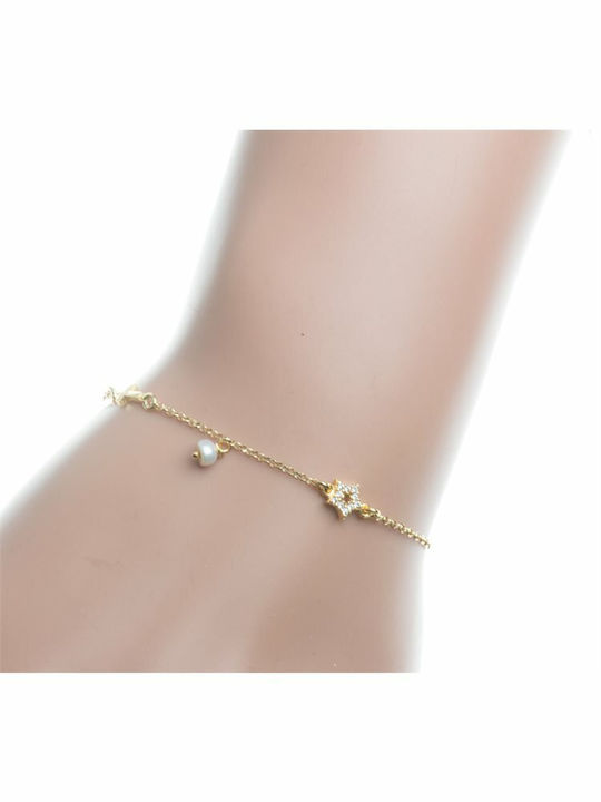 Paraxenies Bracelet Chain with Cross design made of Silver with Pearls