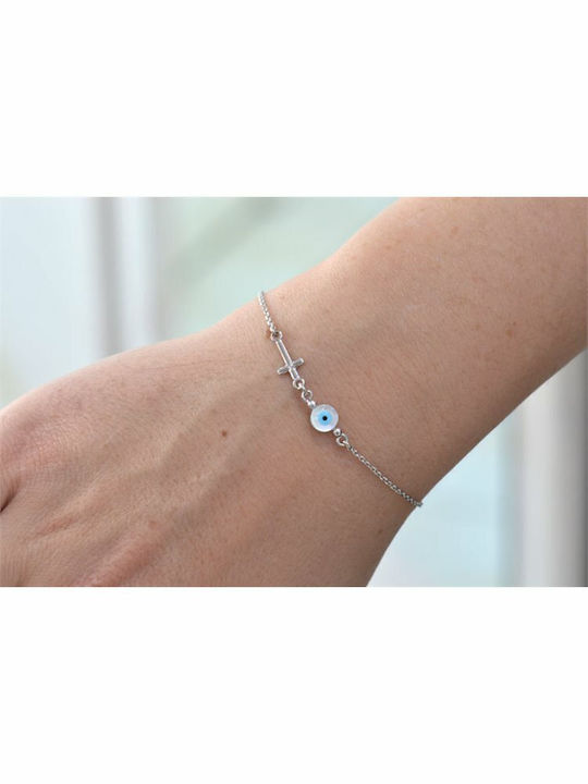 Paraxenies Damen Armband Kette mit Design Kreuz aus Silber