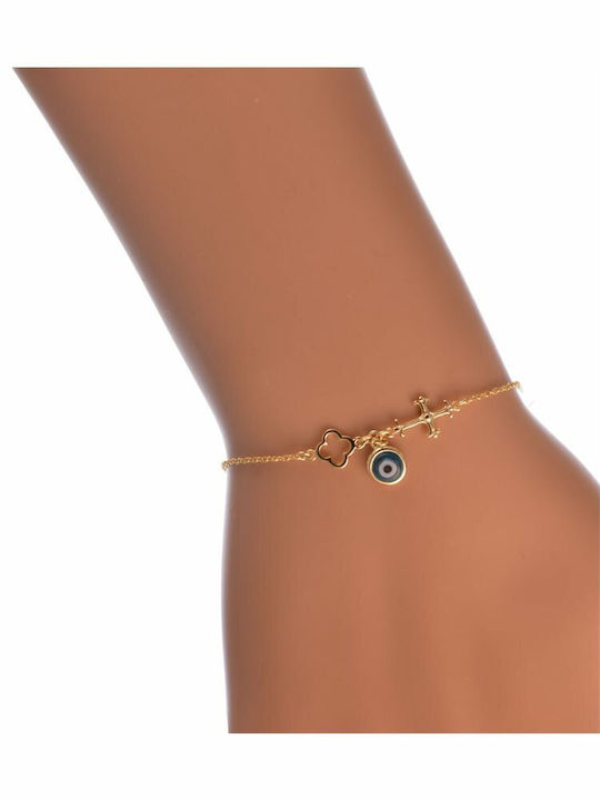 Paraxenies Damen Armband Kette mit Design Auge aus Silber Vergoldet