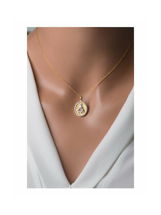 Paraxenies Necklace Constantine Talisman from Gold Plated Silver with Zircon