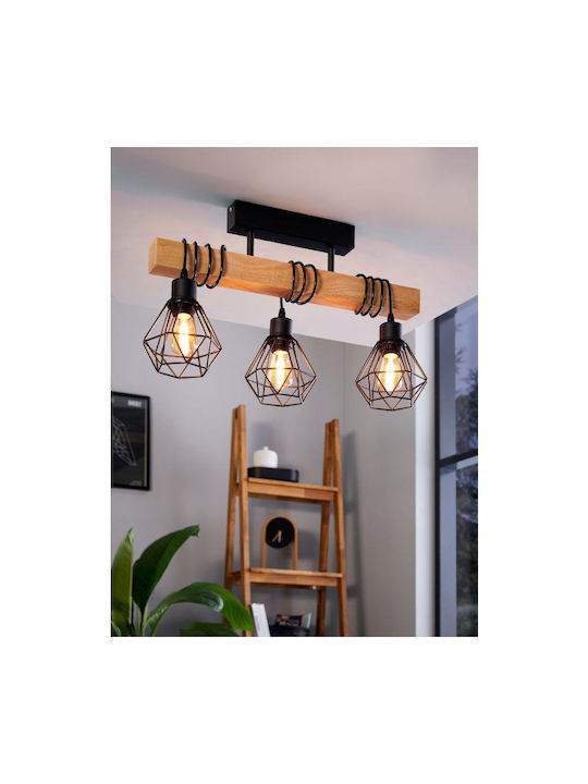 Eglo Townshend Pendant Light Black Boho Rail with Socket E27 55x36x36cm
