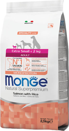 Monge Speciality Line Extra Small 2.5kg Dry Food for Adult Small Breed Dogs with Salmon