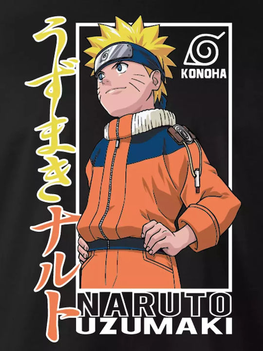 Cotton Division T-shirt Naruto σε Μαύρο χρώμα