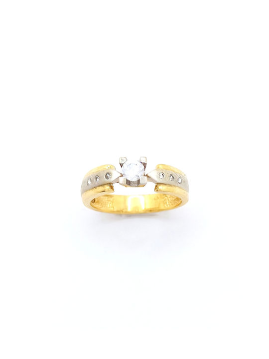 PS Silver Damen Ring mit Zirkonia aus Weißgold 14K