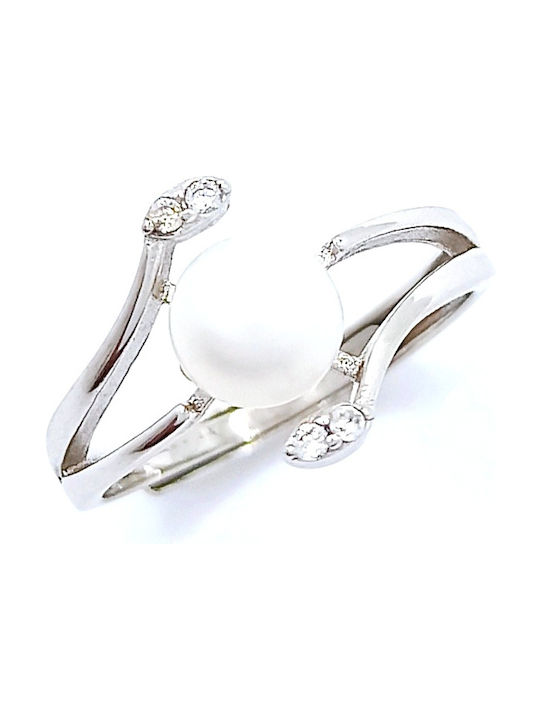 PS Silver Women's Silver Ring with Pearl