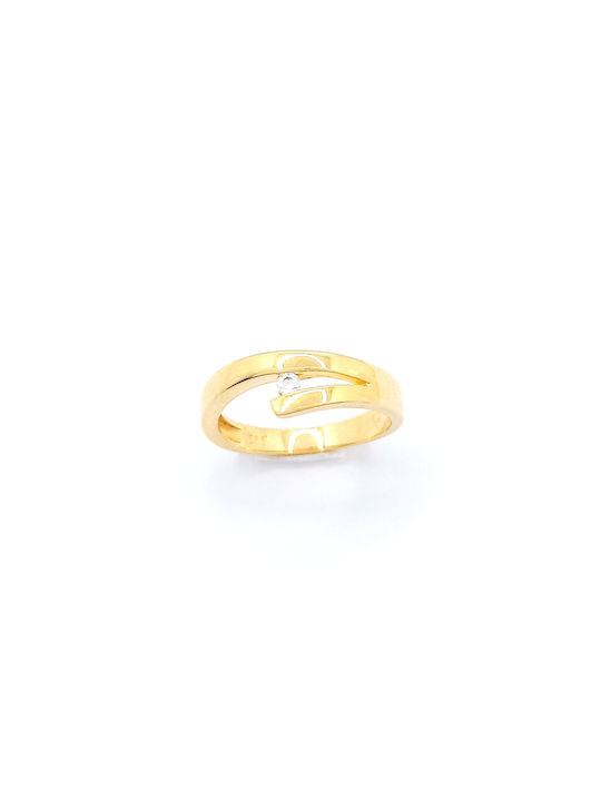 PS Silver Damen Ring mit Zirkonia aus Gold 14K