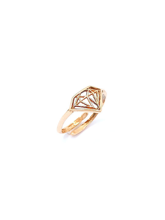 PS Silver Women's Gold Plated Silver Ring with Diamond