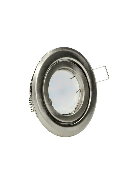 Orno Round Plastic Recessed Spot with Integrated LED and Cool White Light Silver 1pcs