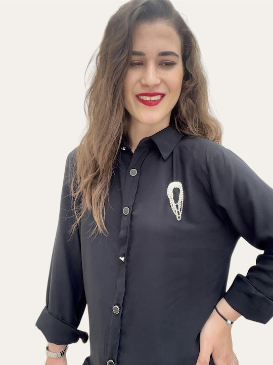 Black Shirt With Pin Plus Size