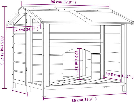 vidaXL Hundehaus Hölzernes Außenbereich Braun 96x87x80.5cm