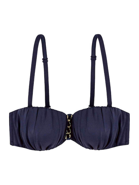 Fără bretele Top bikini Albastru
