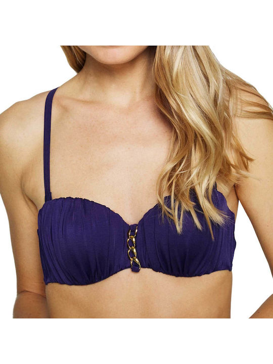 Fără bretele Top bikini Albastru