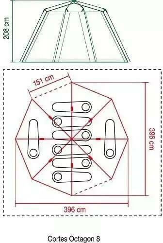 Coleman Octagon 8 Σκηνή Camping Ορειβασίας Πράσινη με Διπλό Πανί 3 Εποχών για 8 Άτομα Αδιάβροχη 2000mm 396x429x208εκ.
