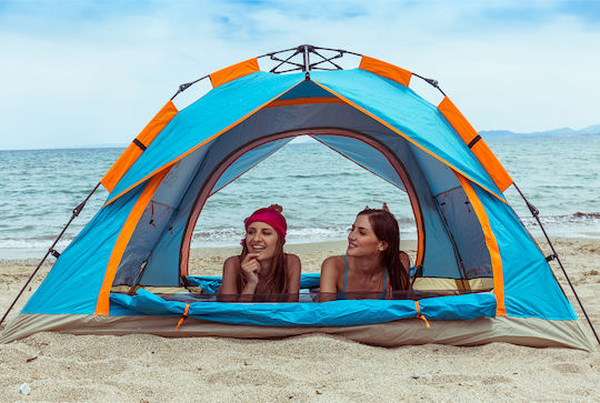 Solart Automatic Summer Camping Tent Blue for 4 People 210x210x135cm