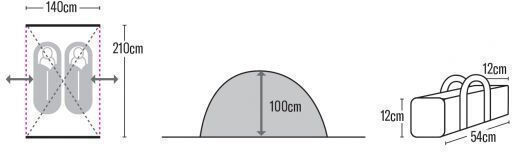 Hupa Palace Summer Camping Tent Igloo Khaki for 2 People 210x140x100cm