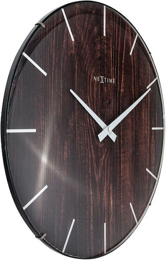 Nextime Silent Wall Clock Wooden Brown Ø35cm