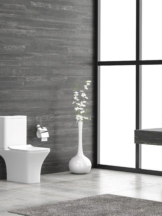 Karag Natalia Rimless Floor-Standing Toilet with Floor Trap and Flush that Includes Soft Close Cover White