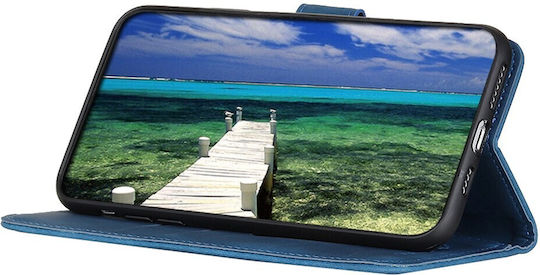 Khazneh Litchi Skin Texture Leather Back Cover Δερμάτινο Μαγνητικό Μπλε
