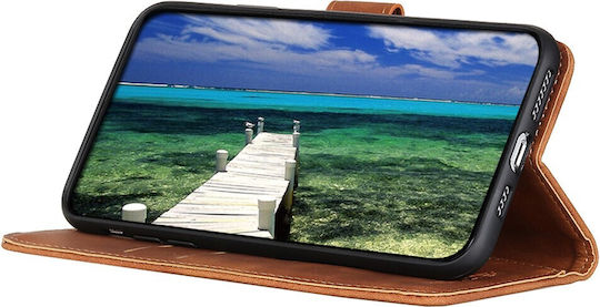 Khazneh Litchi Skin Texture Leather Back Cover Δερμάτινο Μαγνητικό Καφέ