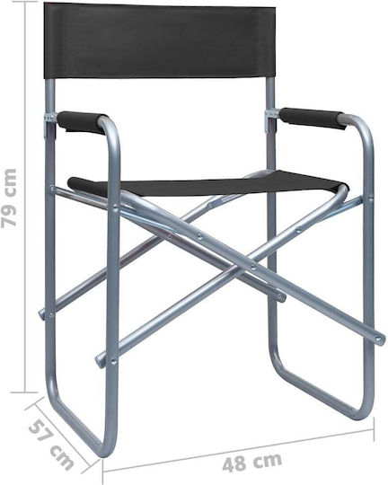 vidaXL Director's Chairs 2pcs Director's Chair Beach Black 48x57x79cm Set of 2pcs