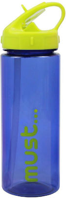 Must Kids Water Bottle Plastic with Straw Blue / Yellow 500ml