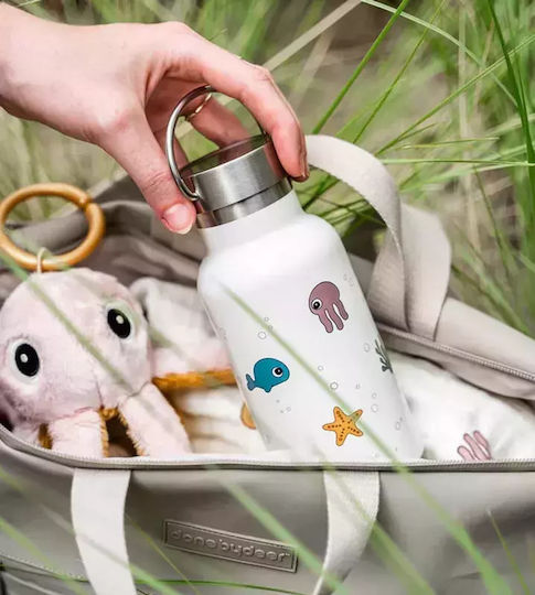 Done by Deer Sea Friends Детски Бутилки за Вода Термос Неръждаема стомана с Сламка Sea Friends Бежов 350ml