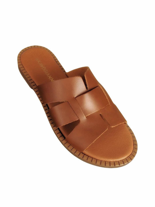 Gkavogiannis Sandals Handmade Leather Women's Sandals Tabac Brown