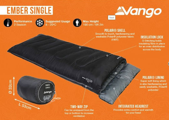 Vango Sleeping Bag Single 2 Seasons Ember Single Black/Blue