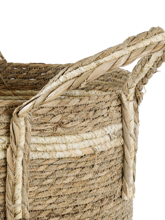 GloboStar Naxos Planter Wicker Beige with Stand 35x35x30cm.
