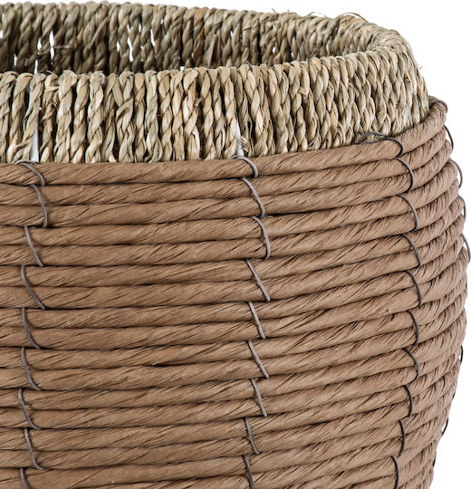 GloboStar Amorgos Übertopf Korbweide Beige 25x25x21εκ.