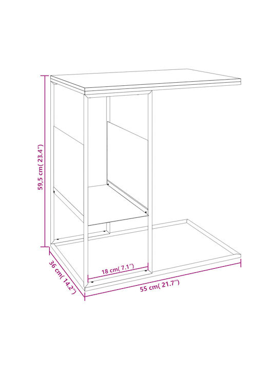 Rectangular Side Table Wooden Black 55x36x59.5 cm