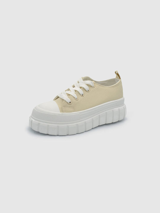 Joya Damen Flatforms Sneakers Beige