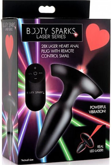 Booty Sparks Laser Fuck Me Butt Πρωκτική Σφήνα με Δυνατότητα Ασύρματης Λειτουργίας και Δόνηση Small Μαύρη