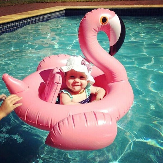 Kinder Schwimmtrainer Swimtrainer mit Länge 65cm für 6 Monate und älter Rosa Flamingo