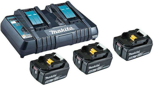 Makita Set 3 Werkzeugbatterien 18V Kapazität 5Ah mit Ladegerät