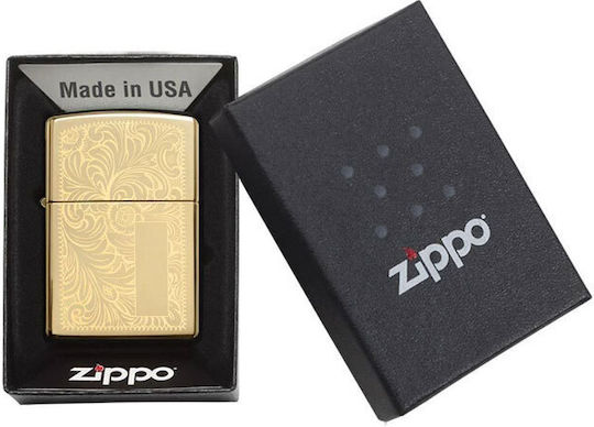 Zippo Venetian Αντιανεμικός Αναπτήρας Φλόγας σε Χρυσό χρώμα