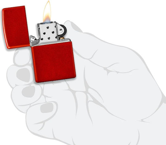 Zippo Класически Ветроустойчив Запалка Пламък Металик Червен Матиран