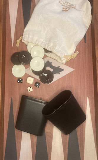 Manopoulos Backgammon Holz mit Spielsteinen 48x48cm