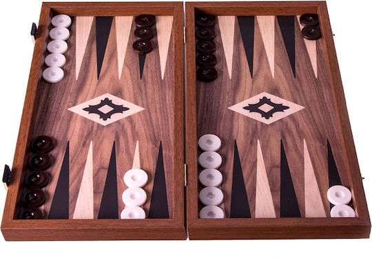 Manopoulos Backgammon Holz mit Spielsteinen 48x48cm