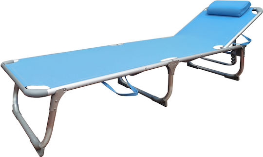 Strandliegen Hellblau Faltbar mit Kissen 190x60x30cm. 1Stück