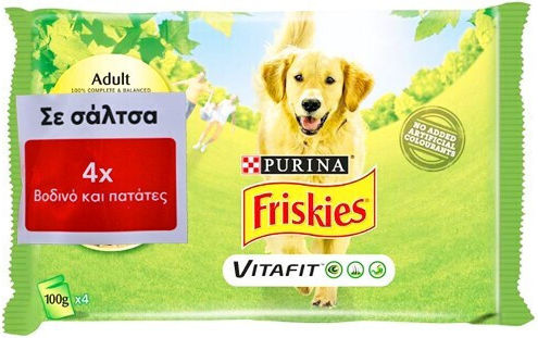 Friskies Υγρή Τροφή Σκύλων σε Φακελάκι με Βοδινό και Πατάτες 4x100gr