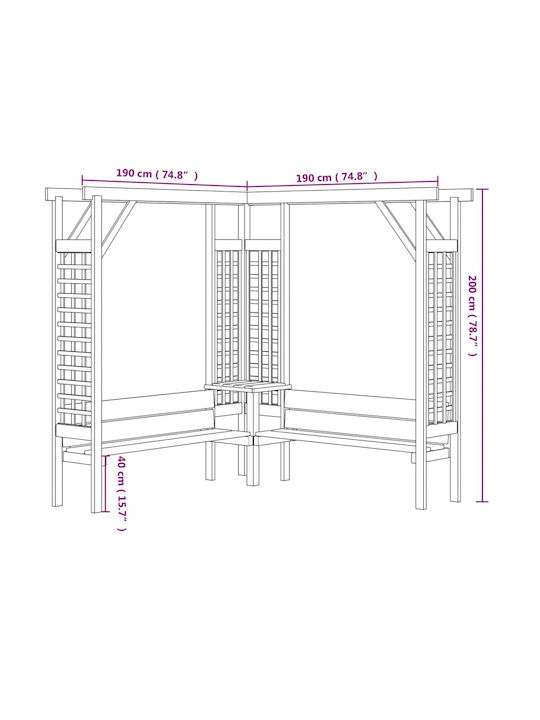 Garden Pergola from Wood with Square Grid Design in Beige Colour 190x200cm