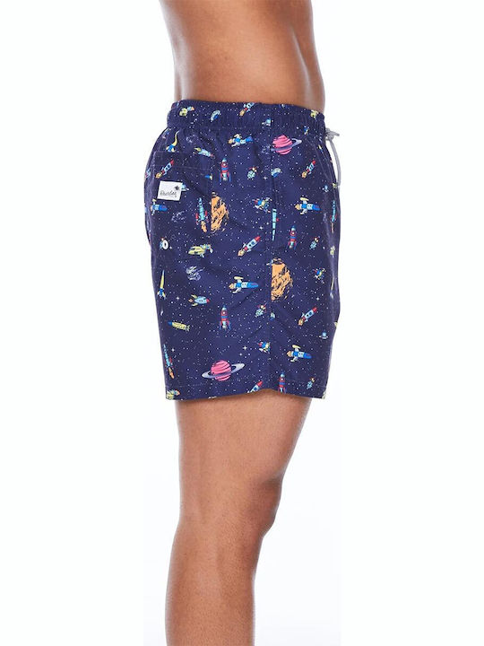 Men's Swimwear Shorts Navy Blue with Patterns