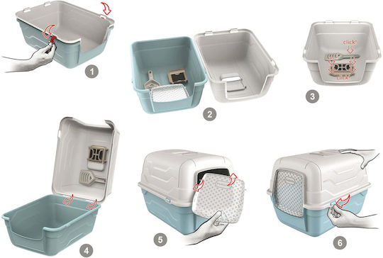 BigBuy Toilet Arena Τουαλέτα Γάτας Κλειστή Γκρι Μ52 x Π40 x Υ40cm