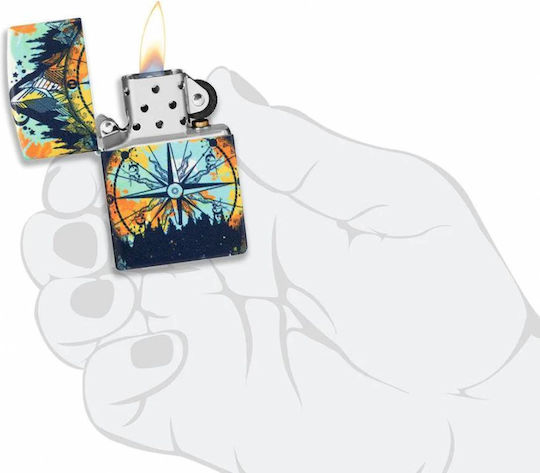 Zippo Compass Design Windproof Flame Lighter Multicolour