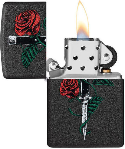 Zippo Tattoo Design Αντιανεμικός Αναπτήρας Φλόγας Rose Dagger