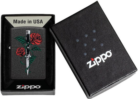 Zippo Tattoo Design Αντιανεμικός Αναπτήρας Φλόγας Rose Dagger