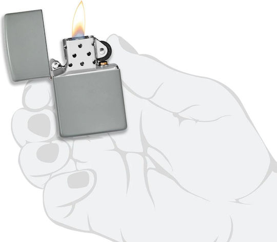 Zippo Klassischer Winddichter Feuerzeug Flamme Grau