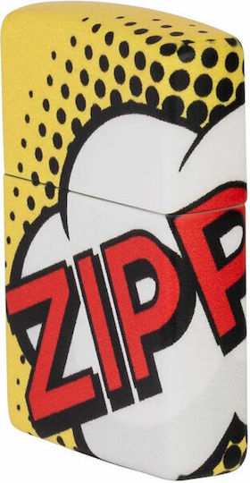 Zippo Pop Art Design Feuerzeug Flamme in Gelber Farbe